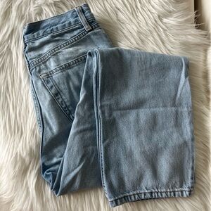 Topshop High Waisted Button Fly 100% Cotton Light Blue Straight Leg Jeans 4